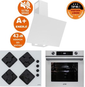Resim Ferre Ve AFM Tech D078-SA +FM7701 +FM-BD2201 Beyaz Ankastre Set 