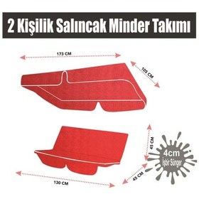 Resim Viphomeconceptltd Vip Salıncak Minder Seti 2 Kişilik Tenteli Minder Kırmızı 