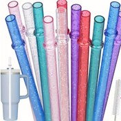 Resim 12 Parçalı Yeniden Kullanılabilir Pipet Seti - 20oz-40oz Spor Su Şişeleri için PPSU Dayanıklı Yedek Pipetler, Popüler Bardaklarla Uyumlu, Birlikte Verilen Fırça Temizleyici ile Temizlemesi Kolay 