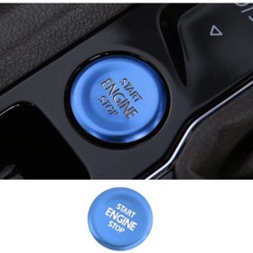 Resim YıldızTuning Tiguan 2016-2023 Start Stop Tuş Buton Kaplaması Mavi Renk 