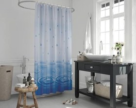 Resim Jackline Banyo Duş Perdesi 5020 Mavi Tek Kanat 240x200 