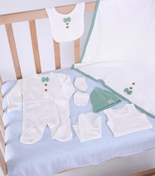 Resim Babyhola Organik %100 Pamuk Kız Erkek Bebek Yenidoğan Tulum Zıbın Battaniye 8'li Set 0-3 ay Hediyelik Hastane Çıkışı 1907 