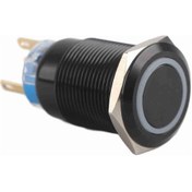 Resim Huiliang 19mm Siyah Kırmızı Led Düz Tip 