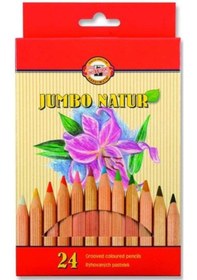 Resim Koh-i Noor Jumbo Natur Kalın Kuru Boya Kalemi 24 Renk 