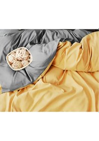 Resim Lastikli Nevresim Takımı Tek Kişilik Set Sarı - Gri 