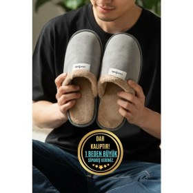 Resim Moda Fırsat Erkek Günlük Terlik Peluş Yıkanabilir Ev Terliği Misafir Çeyiz Damat Terliği 