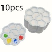 Resim 10 Adet ArtPro Çiçek Şeklinde Plastik Palet Seti, Sanatçılar İçin Uygun Çok Boyutlu Bölme Paleti, Dayanıklı ve Kolay Temizlenebilir Boyama Aracı 