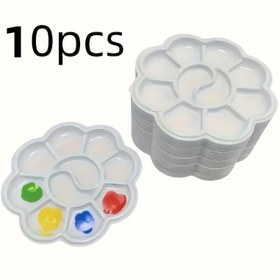 Resim 10 Adet ArtPro Çiçek Şeklinde Plastik Palet Seti, Sanatçılar İçin Uygun Çok Boyutlu Bölme Paleti, Dayanıklı ve Kolay Temizlenebilir Boyama Aracı 