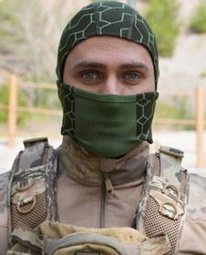 Resim İZMİR ASKERİ MALZEME Koyu Yesil Haki Renkli Ruzgar Gecirmez Termal Balaklava Kar Maskesi 