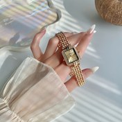 Resim Kadın Lüks Elmas Simüle Kuvars Saat - Parlayan Moda Yüzü, Paslanmaz Çelik Bant, Çinko Alaşımlı, Kare Yüz, Şarj Edilemeyen Pil, Retro Stil, Şık Aksesuar | Retro Aksesuar, Kuvars Hareketi 