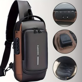 Resim Erkekler İçin Anti-Hırsızlık Göğüs Çantası - Şık Motosiklet & Spor Crossbody, Dayanıklı Oxford Kumaş, Ayarlanabilir Omuz Askısı, Çift Fermuarlı Bölmeli FOPCS 