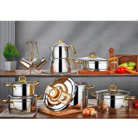 Resim Çelik 18 Parça Çeyiz Seti - Gold Gümüş 