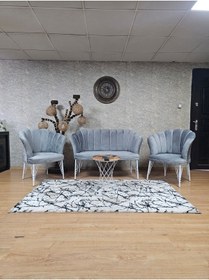 Resim ZAFİR Beyaz Boyalı Tel Ayak Papatya Çay Seti Koltuk Takımı , Balkon, Salon, Ofis, Cafe Koltuk Takımı 