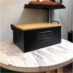 Resim Gerçek Trend Galvaniz Dikdörtgen Köşeli Ahşap Kapaklı Ekmek Kutusu,ekmeklik Metal Kulplu 