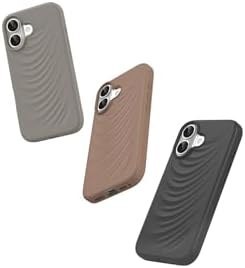 Resim iPhone 16 Uyumlu Kılıf, Arkası Dalgalı Desenli, Yumuşak Silikon, Benassi Magsafe Kapak, Siyah 