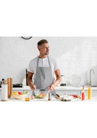 Resim Adawall Gri Çiçek Tasarımlı Mutfak Önlüğü 