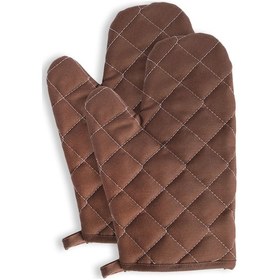 Resim Yanmaz Ve Isıya Dayanıklı Fırın Eldiveni Ve Tutacak 2 Eldiven, 2 Tutacak Kahverengi 