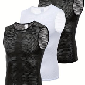 Resim 3 adet Erkek Bisiklet Alt Katı Hızlı Kuruyan Bisiklet Alt Üstü Kolsuz Bisiklet Yeleği Bisiklet Üstleri Spor Yeleği Nefes Alabilir 