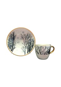 Resim River World 12 Parça 6 Kişilik Porselen Türk Kahvesi Fincan Takımı Grg Serisi Çok Renkli 