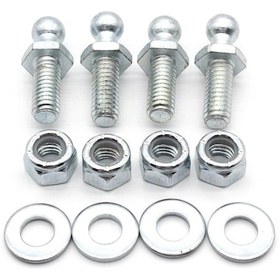 Resim Folinda 4 Adet Demir M10 5/16-18 X 3/4" Gaz Yaylı Top Somunu - Gümüş Renkli, Yıkama Ve Nilon Kilitleme Somunlu 
