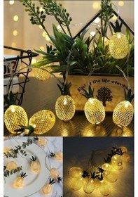 Resim 2m 10 Led Pilli 2 Kademeli Ananas Led Işık Çok Renkli 