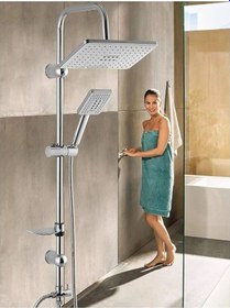 Resim Beyaz Rusya Yeni Nesil Siyah Robot Tepe Yağmurlama Duş Seti Duş Başlığı Duş Hortum Krom 