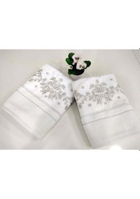 Resim Özdilek 2 Adet Nakışlı El-yüz Havlusu 50x90 -seda Gümüş Çok Renkli 