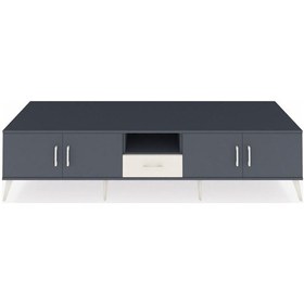 Resim Kronos Tv Ünitesi 3 Raflı Tek Çekmeceli 4 Kapaklı 220x59x51 Antrasit-antrasit/aytaşı Antrasıt/aytası - Antrasıt 