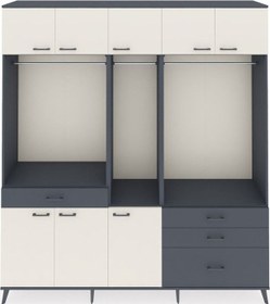 Resim Hyperion Dolap 8 Raflı 4 Çekmeceli 3 Askılı 220x44x243 Antrasit-aytaşı/antrasit Aytası/antrasıt 