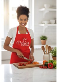Resim Mutfak Önlüğü Princess Of The Kitchen Kırmızı Renkli 