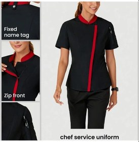 Resim Willowhaven Siyah Xxl Kolsuz Dik Yaka Kırmızı Siyah Yama İş Elbisesi İki Parça Set Siyah 