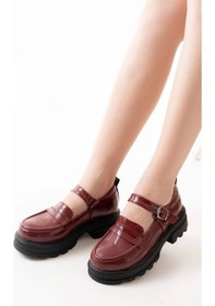 Resim Bordo Rugan Kadın Günlük Yüksek Tabanlı Loafer Ayakkabı Bordo 