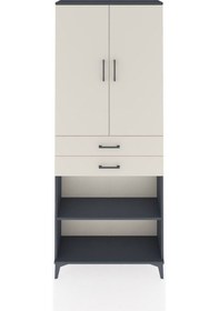 Resim Arges Dolap 4 Raflı 2 Çekmeceli 2 Kapaklı 88x30x221 Antrasit-aytaşı Antrasit 