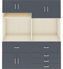 Resim Hyperion Gardrop 7 Raflı 5 Çekmeceli 6 Kapaklı 176x44x221 Aytaşı-antrasit Antrasit 