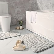 Resim 1 adet Yumuşak Mercan Polar Banyo Matı - Emici, Hızlı Kuruyan, Makinede Yıkanabilir, Polyester Dikdörtgen Banyo Matı, Banyo Kapısı için, 350gsm, 1.5cm Kalın, Dokulu Yüzeyli Beyaz, Banyo Matı | Modern Banyo Matı | Dayanıklı Banyo Matı, Banyo Matı 