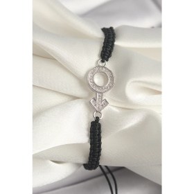 Resim Pirinç Gümüş Renk Zirkon Taşlı Mars Figür Asansörlü Makrome Model Kadın Bileklik 