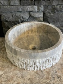 Resim Polen Stone Silver Traverten Taş Dekoratif Patlatma Modeli Lavabo 