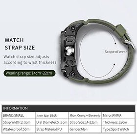 Resim Jfyoda 1545 Moda Spor Erkekler Kol Saati Çok Fonksiyonlu Kuvars Dijital Elektronik Saat ile 50 M Su Geçirmez/Aydınlık/Alarm/Krono/Hafta/Tarih 