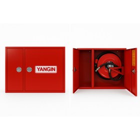 Resim UNİ-BOX 1'' ÇİFT SAÇ KAPAK 20 MT HORTUMLU 1MM SIVA ÜSTÜ TSE'Lİ YANGIN DOLABI 