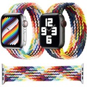 Resim Sones Gökkuşağı Örgülü Tek Döngü Saat Kordonu, Boyut: S 135mm iOS Uyumlu Watch Ultra 49mm-watch U / Seri Akıllı Saat Aks. 49522591 