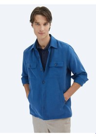 Resim Kip İndigo Regular Fit Dokuma Overshırt İndigo 