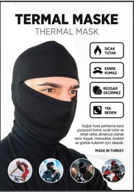 Resim sevateks Siyah Polar Kar Maskesi Termal Kışlık Maske Bere Boyunluk Motorcu Kask Bere Unisex Balaklava 
