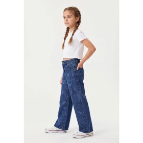 Resim Joy Kids Kız Çocuk Lazer Baskılı Kot Pantolon (6-9yaş) (Mavi) 