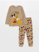 Resim LC Waikiki Aymira Giyimden Bisiklet Yaka Uzun Kollu Disney Baskılı Erkek Bebek Pijama Takımı 
