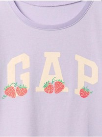 Resim Kız Bebek Gap Logo Grafikli T-shirt Lila-6000 Lila 