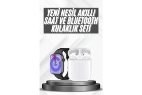 Resim Esplendor Akıllı Saat Gümüş Kasa Bluetooth Kulaklık Hediyeli Çok Fonksiyonlu Ikili Set - URN4185-1535 