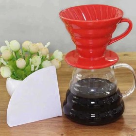 Resim Epinox Seramik V60 Dripper | Filtre Kahve Demleme Ekipmanı Kırmızı Fsk-2 