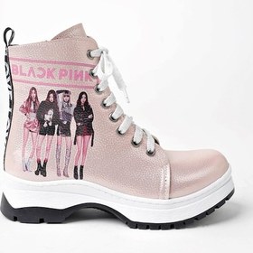 Resim Ramer Pudra Kırışık Rugan Blackpink Fermuarlı Kız Çocuk Botu 001 