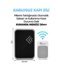 Resim Kablosuz Uzaktan Kumanda Kapı Zili Işıklı Uzun Menzilli Pilli 36 Farklı Melodili Renkli 9426 