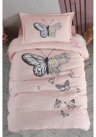 Resim Clasy Daisy Love Ranforce 4 Mevsim Tek Kişilik Nevresim Set Somon 